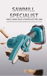 Motosierra Eléctrica Portátil Profesional <span class=keywords><strong>de</strong></span> 21V con Batería, Mini <span class=keywords><strong>Cortadora</strong></span> <span class=keywords><strong>de</strong></span> <span class=keywords><strong>Madera</strong></span> con Cadena Endurecida para Podar en Huertos y Jardines - Product Image 5