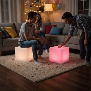 Puf y Otomana Modernos de Plástico con Tapicería de Tela e Iluminación LED para Sala de Estar, Muebles para el Hogar - Product Image 3