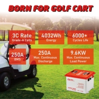Batterie de chariot de golf au lithium LiFePO4 38,4 V 105 Ah 4032 Wh avec BMS 250 A intégré et chargeur de batterie au lithium 36 V 20 A