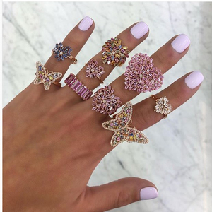 Promotion New Design Pastel Colorful CZ Butterfly Necklace <strong>Ring</strong> <strong>Set</strong> <strong>Gold</strong> Plated Lovely Animal Fashion Jewelry <strong>Set</strong> - Product Image 3