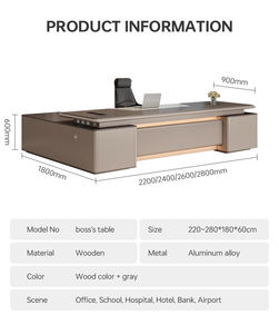 مكتب خشبي فاخر للمدير على شكل حرف L، طاولة مكتبية تجارية بتصميم عصري وكبير، مكتب كمبيوتر مع أدراج للتخزين - Product Image 2