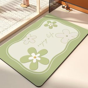 Tapis de bain en terre de diatomée Yongjin 38x58cm 48x78cm 58x88cm, motif floral, antidérapant, séchage rapide, pour la maison et la salle de bain - Product Image 2