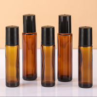 Meilleures ventes de bouteilles à bille roulante en verre ambré de 10ml Bouteilles de parfum cosmétiques à fond épais Mini bouteille de parfum avec bille roulante