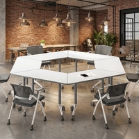 Meubles de bureau, table de réunion, table de formation avec roulettes, chaise de formation réglable, bureau trapézoïdal pour étudiants