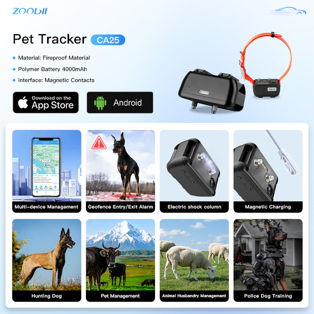 4G Pet Hound Training GPS 4G LTE Locator Electronic Fence System Waterproof Rechargeable Electric Pet Collar Android App