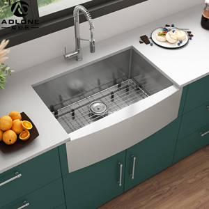 Delantal de fregadero de acero inoxidable para granja, fregadero de cocina para granja, Oro Negro cepillado - Product Image 1