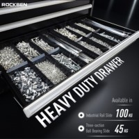 ROCKBEN - Juego de Herramientas, Gabinete para Herramientas, Sistema de Almacenamiento de Equipos para Garaje, Caja de Herramientas Metálica Combinada para Taller Mecánico, Cajón para Herramientas, Carro Resistente