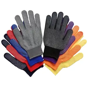 Rutsch feste 7 Gauge PVC Gepunktete gestrickte weiße Baumwoll handschuhe