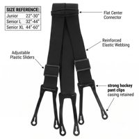 Bretelles de pantalon de hockey sur glace PUCKPROS de haute qualité et durables, réglables en Y à 4 points, en sangle élastique en polyester haute élasticité pour