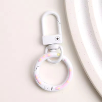 Porte-clés mousqueton en métal peint couleur bonbon, écologique, avec logo personnalisé, boucle à ressort en forme de donut, léger, dessin animé, DIY