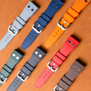 Jettda kim loại đinh tán FKM cao su ban nhạc đồng hồ 20mm 22mm phi công phong cách FKM cao su Dive Xem dây đeo - Product Image 3