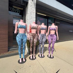 New Women's <strong>Clothing</strong>-Casual Sexy <strong>Tomboy</strong> Leopard Print Halter Top and High-waisted Skinny Shorts Two-piece Set - Product Image 2