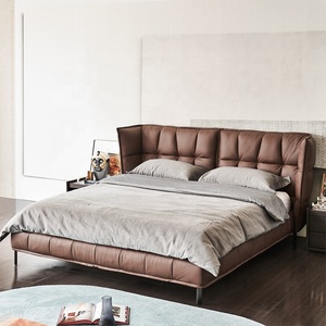 Camas Modernas de Diseño Italiano con Respaldo Alto, Fabricadas con Cuero Vacuno Genuino de Primera Calidad - Product Image 2