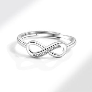 Anillo De Ansiedad Platinum Plated Women <b>Adjustable</b> Intertwined 8 Shape <b>Ring</b> Figure Infinity Sign <b>Ring</b> Cubic Zirconia <b>Ring</b> - Product Image 3