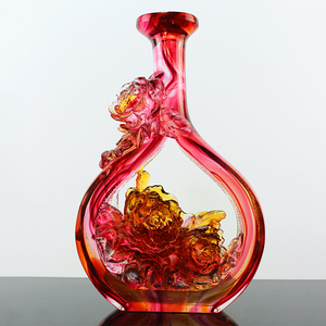 Chinese Folk Art Colored Glass Pieces for Crafts Glass Vase Craft Gifts for Home Decoration