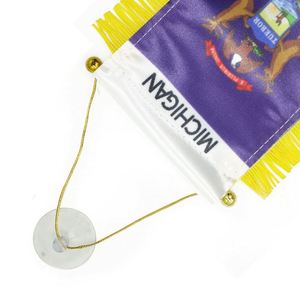 Bandera Personalizada de Satén del Estado de Michigan, Impresión Digital, Mini Bandera para Auto, Borlas Amarillas, Hecha de Poliéster y Plástico, para Uso Automotriz - Product Image 4