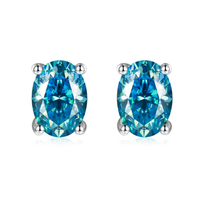 Boucles d'oreilles tendance en moissanite bleue VVS1, en argent glacé avec diamant bleu VVS1, accessoire de mode accrocheur - Product Image 1