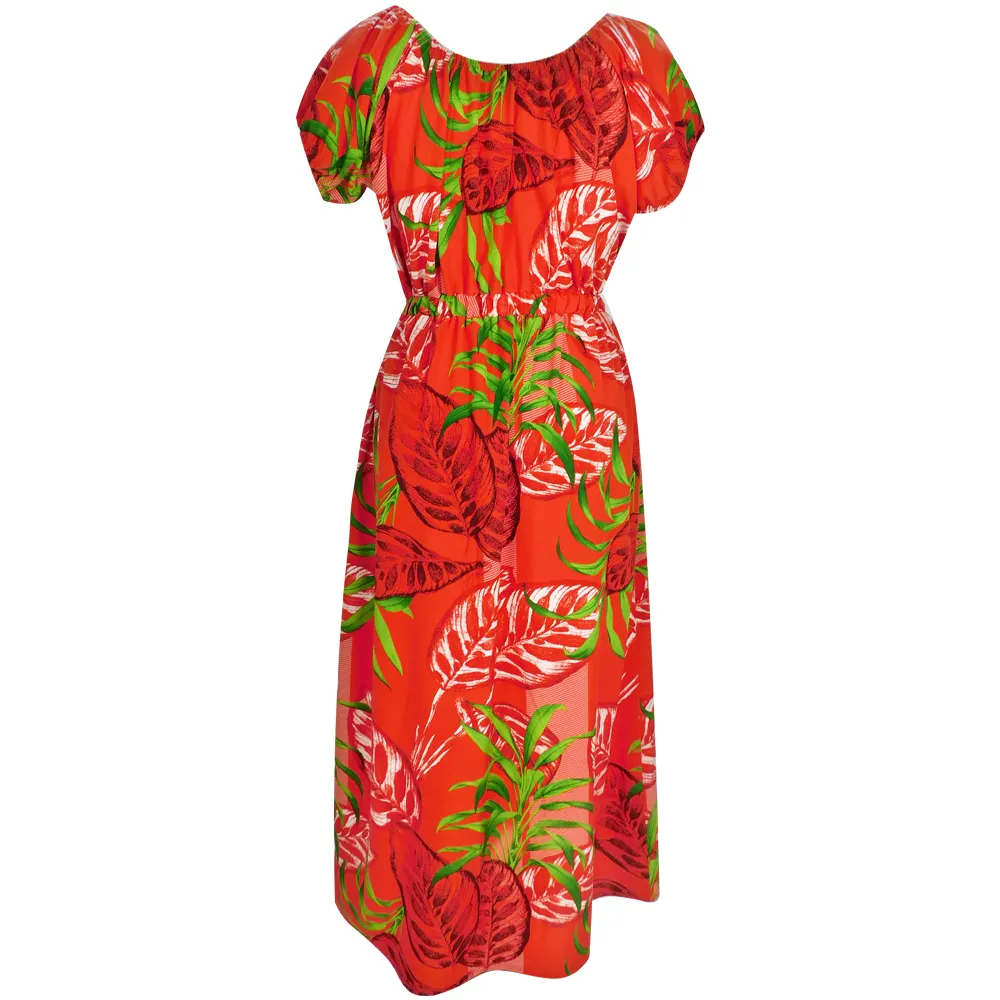 Summer Comfy O Neck Latest Multi Color Full Length Flower Red Lady Long Dress