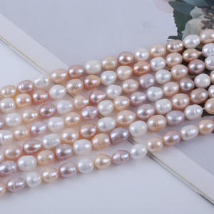 Perlas de Agua Dulce Cultivadas en Forma de Arroz de 8-9 mm, Color Blanco y Morado Mixto, para Bisutería DIY - Product Image 5