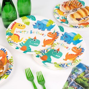 Sunbeauty-Assiettes Dinosaures Vaisselle Dinosaure Fournitures pour Fête d'<span class=keywords><strong>Anniversaire</strong></span> pour Enfants Garçons - Product Image 6