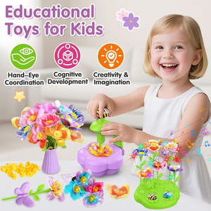 Kit <span class=keywords><strong>d</strong></span>'activités artistiques et créatives DIY pour enfants, jouets éducatifs préscolaires, jouets <span class=keywords><strong>de</strong></span> bouquets <span class=keywords><strong>de</strong></span> fleurs en tissu avec musique et lumière - Product Image 2