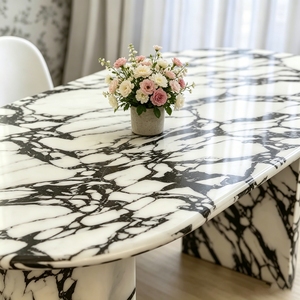 UnionStone Luxury Calacatta Viola Marble Dining <b>Table</b> Customizable Durable Eco-Friendly Natural <b>Stone</b> Home Furniture for Villa - Product Image 5