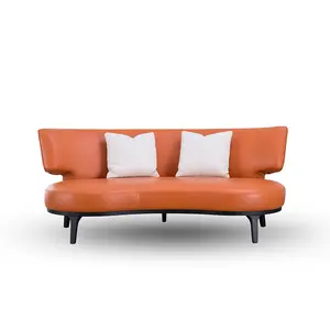 Mw casa sofá de couro curvado moderno, sofá de couro com 3 lugares para sala de estar, mobiliário europeu, moderno, para casa