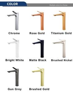 Simple Modern Style High Basin Faucet Brass Hot and Cold Countertop Basin Mixer Single Hole Chrome Gray Faucet - Product Image 2