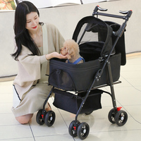 Carrito de Paseo Plegable Ligero para Mascotas, Ideal para Viajes al Aire Libre, para Gatos y Perros de Raza Pequeña y Mediana