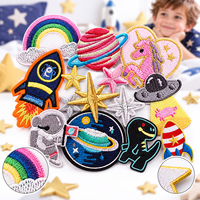 Patch brodé thermocollant et à coudre pour enfants, motifs planètes, étoiles, fusées, astronautes, licornes, galaxie, vente en gros