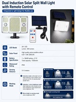 Lampe murale solaire à LED, éclairage de jardin, décoration extérieure, lumière de garage avec télécommande, sécurité, étanche