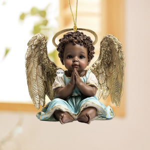 Ornamenti di angelo afroamericano in resina artigianato eleganti pezzi decorativi - Product Image 1