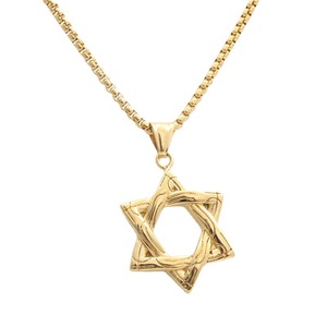 Collier avec pendentif étoile à six branches en acier inoxydable, design géométrique rétro pour hommes, chaîne multicolore 280581 - Product Image 4