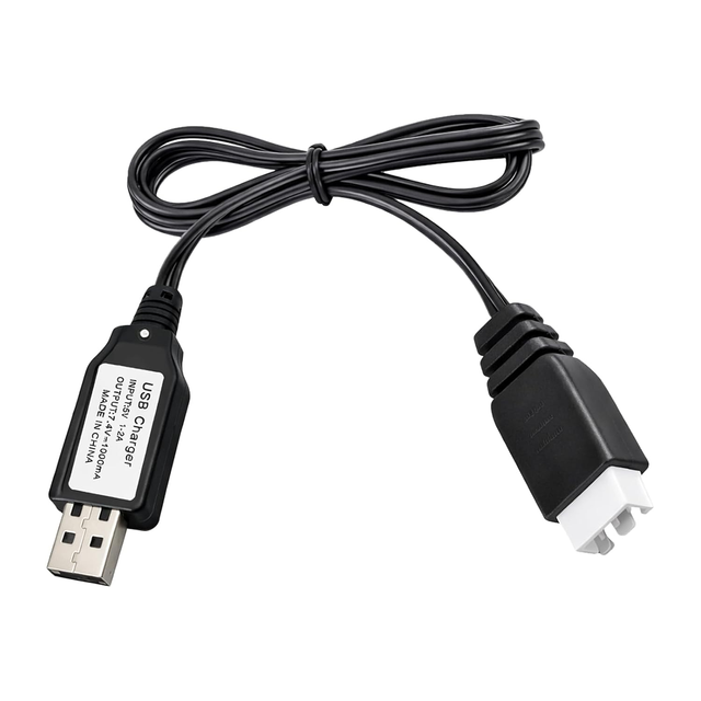 USB Charger Cable for 7.4V 2S Lipo Battery Compatible with SCX24 RC Car Gel Blaster  XH-3P Plug Smart Charging Cord with LED