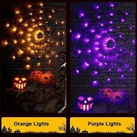 Halloween Toile D'araignée Lumière Décoration 4 Pieds Diamètre 70 LED Araignées Noires Télécommande Étanche 8 Modes Violet