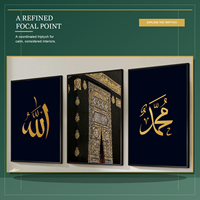 Art mural islamique Allah Kaaba Muhammad, impression sur toile en trois panneaux noir et or pour salle de prière, mosquée, décoration moderne de la maison