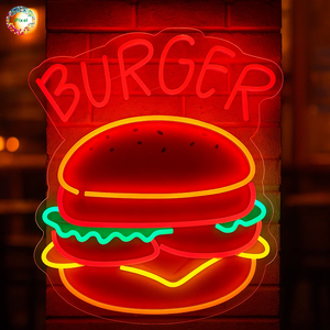 Insegna al Neon LED Personalizzata IPixel OEM&ODM per Auto, Ristoranti e Negozi - Design <span class=keywords><strong>Hamburger</strong></span> Stampato UV, Impermeabile IP67, Controllo App Bluetooth - Product Image 2