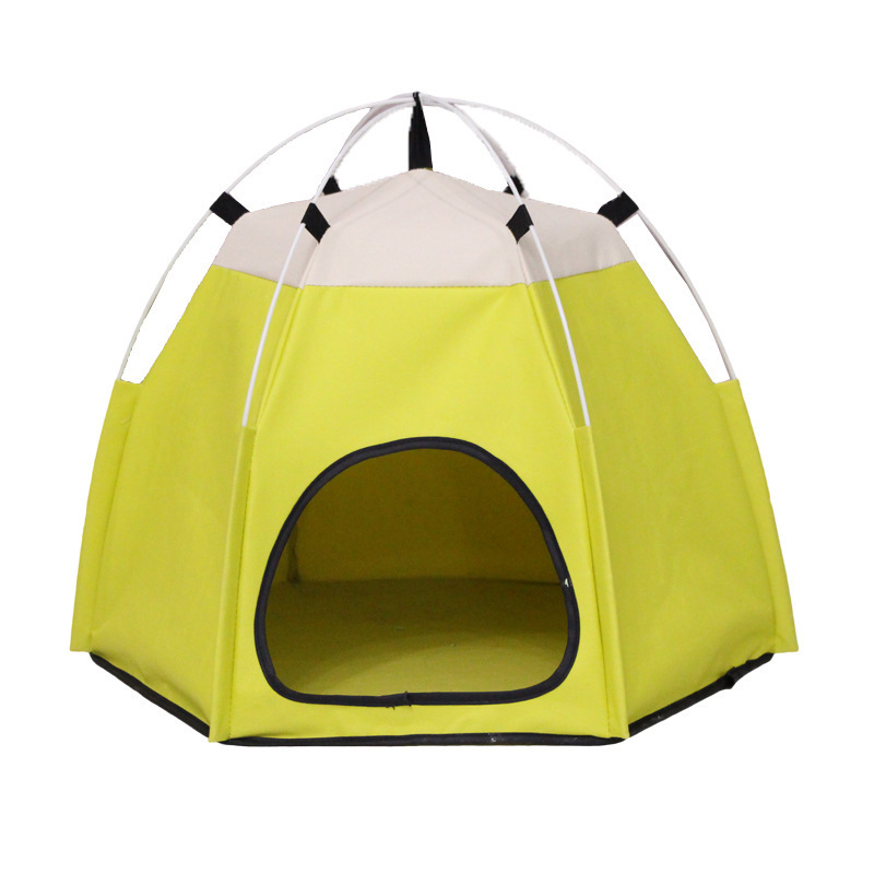Tente pour animaux de compagnie hexagonale jaune