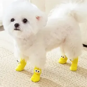 4 paires de chaussettes antidérapantes pour petits chiens, nouvelles chaussettes antidérapantes pour Teddy, Chihuahua, chaussettes mignonnes antidérapantes pour chiots, chats, protection des pattes des animaux de compagnie - Product Image 1