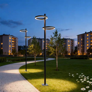 Lámpara de paisaje circular moderna de alta calidad para exteriores de hoteles, diseño de columna LED eléctrica IP65 para patios y calles. - Product Image 1