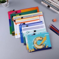 Pochette de rangement transparente en PVC de haute qualité UIOWIO, format A4, A5, B5, avec fermeture éclair en maille, pour documents