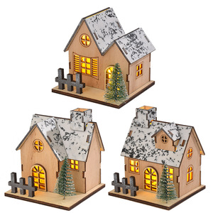 CJH cabina luminosa LED in legno ornamento di natale inciso natale decorazione del Desktop intagliato ornamento della casa per le festività natalizie - Product Image 5
