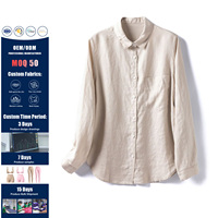 Chemise décontractée pour homme en lin tricoté respirant et écologique, à manches longues et boutonnée, couleur unie, service OEM, vente en gros, collection automne