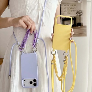 เคสซิลิโคนเหลวแบบสะพายข้างสีพื้นพร้อมสายคล้องคอ สำหรับ iPhone 17 Pro Max Air 16E 15 14 13 12 Plus ป้องกันการตกกระแทก พกพาสะดวก - Product Image 2
