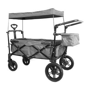 Wagon pour enfants pliable à 2 places, wagon pour enfants avec poignée réglable, capote amovible, harnais de sécurité, grand rangement, tout terrain - Product Image 1