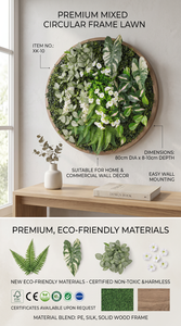 RUOPEI UV 5000H - Arte de Pared con <span class=keywords><strong>Plantas</strong></span> Artificiales <span class=keywords><strong>en</strong></span> Marco Redondo, Jardín Vertical 3D, Decoración de Interiores para el Hogar y la Oficina - Product Image 3