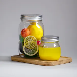 16oz 32oz 500ml 1000ml Transparent Empty Glass Mason Jars With Lids For Food Storage