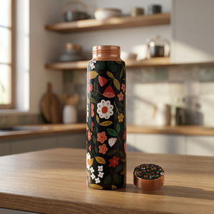 Thermos en acier inoxydable à motif floral avec couvercle, bouteille d'eau portable de voyage - Product Image 6
