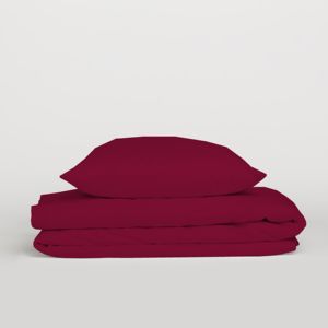 Ensemble de housse de couette 100% coton couleur bordeaux, taille simple UK 135x200 cm - Product Image 1