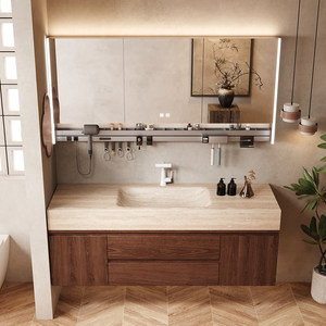Nuevo gabinete de baño inteligente integrado con lavabo, diseño curvo y moderno - Product Image 1